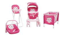 Cargar imagen en el visor de la galería, Doll Kit Cuna Coche Portabebe Buhos